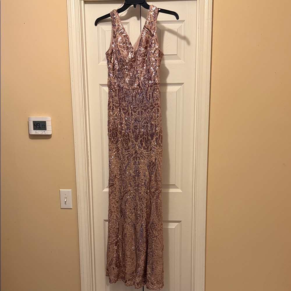 Glamorous Rose Gold Sequin Maxi Dress